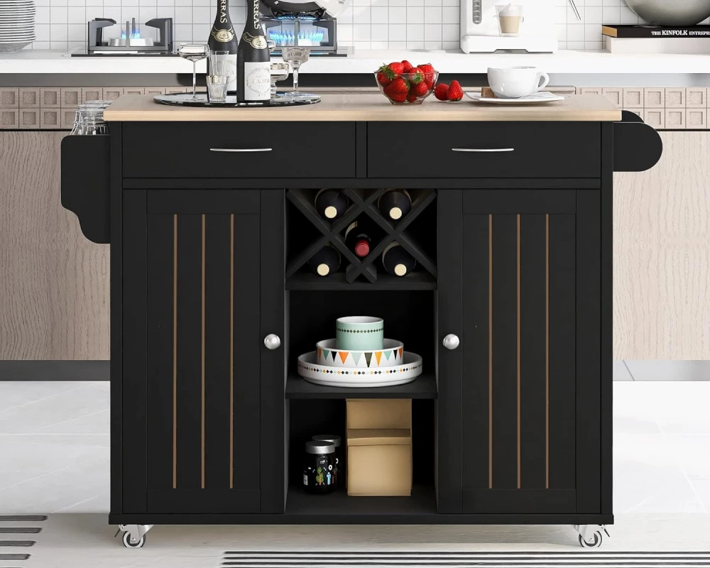 rolling kitchen island with storage